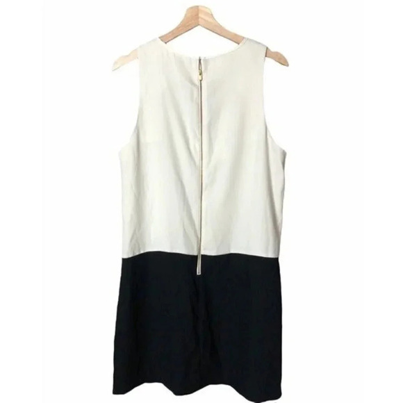 Banana Republic Black & White Colorblock Crepe Sleeveless Shift Dress 8 - Picture 3 of 7